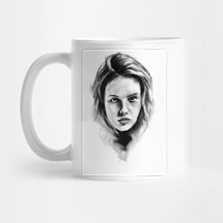 charcoal drawing of a woman Mug